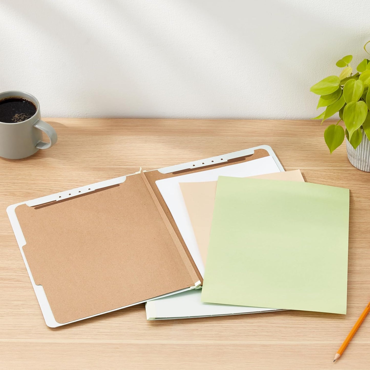 Amazon Basics Classification Folder- 100% Recycled, 1 Divider, 2-Inch Embedded, 12.05 x 10.47 inch (Letter), Light Green, 10-Pack