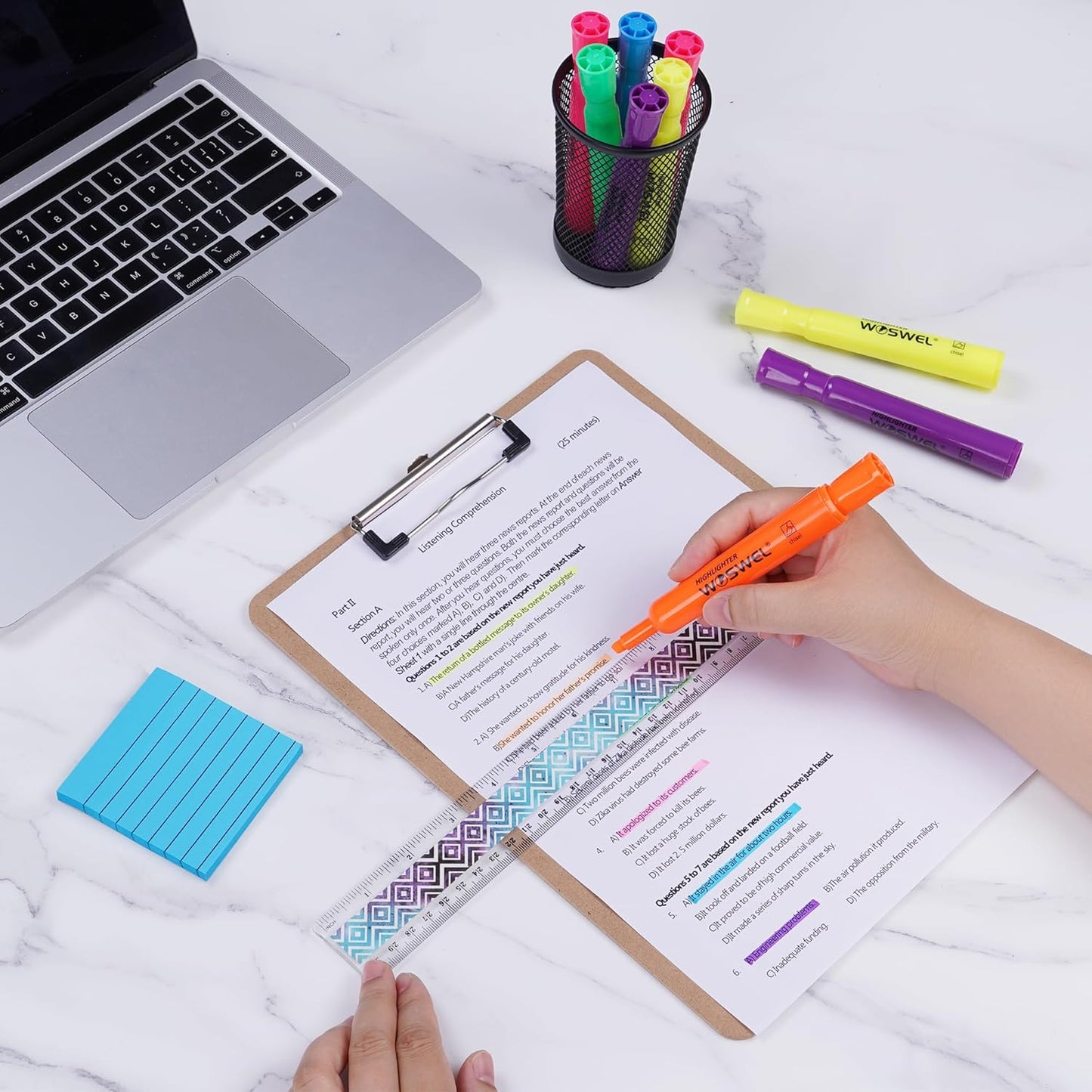 Highlighters Bulk, 108 Pack Tank Style Highlighters Assorted Fluorescent Colors Set, 6 Bright Colors Chisel Tip Highlighter Markers for Kid and Adult Coloring, Highlighting as School Supplies