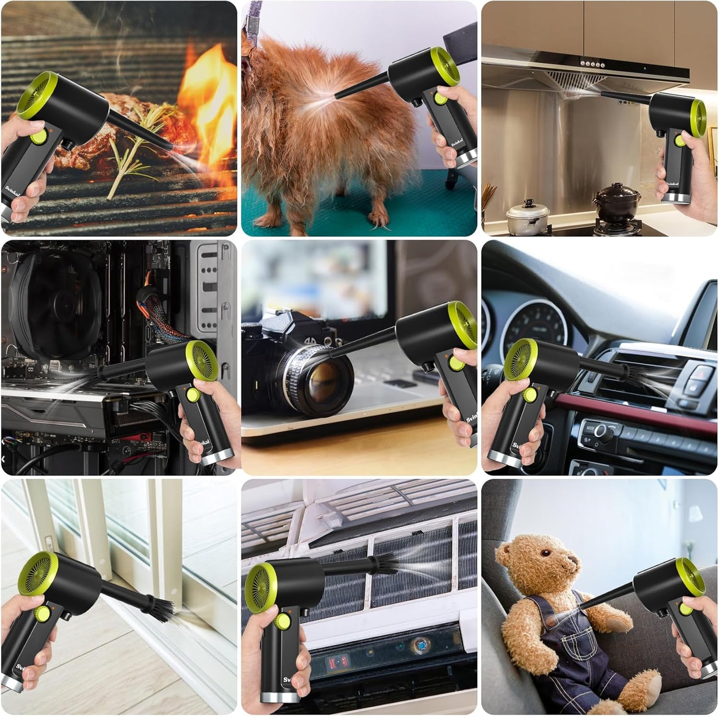 Compressed air Duster Electric, Computer air Blower Gun, air Blower for Computer Keyboard, Cordless air Duster, for Cleaning Camera Toys Greenery Computer Keyboard, etc(Brushless Motor)