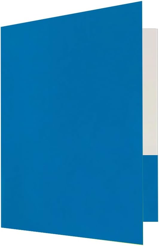 JAM PAPER Custom Printed Semi-Gloss Folders with Round Corner Pockets - Personalized Logo & Text - 12pt C1S - Blue - 250/Pack