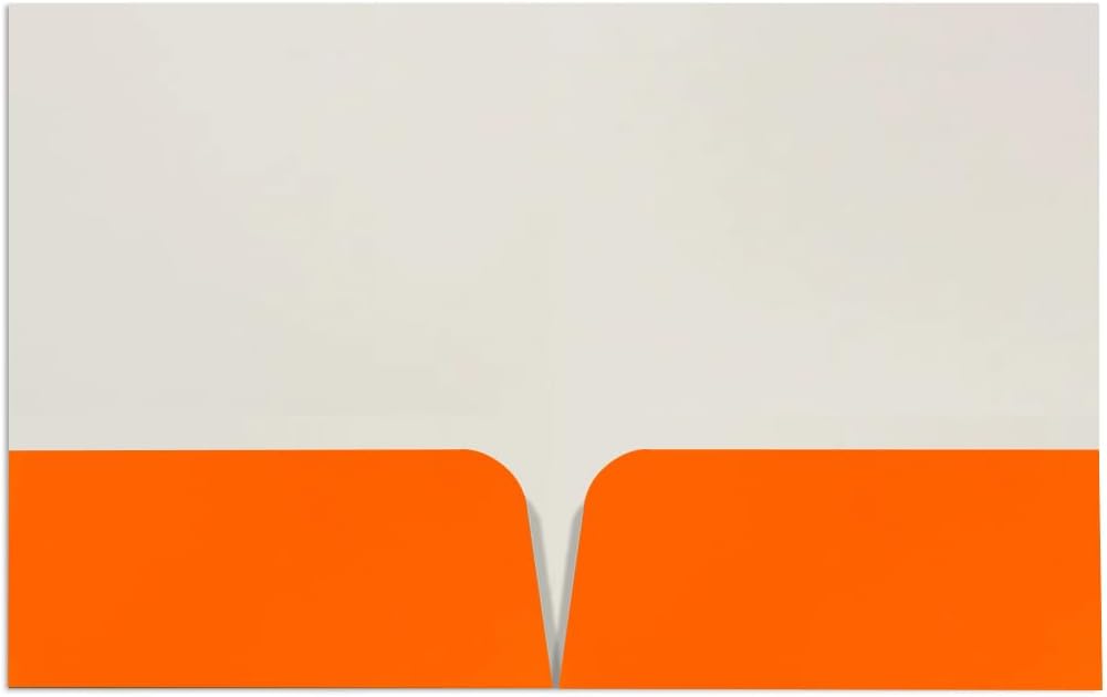 JAM PAPER Custom Printed Semi-Gloss Folders with Round Corner Pockets - Personalized Logo & Text - 12pt C1S - Orange - 100/Pack