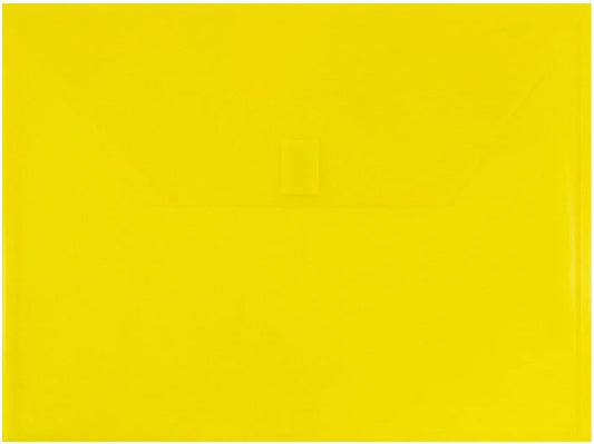 JAM PAPER Plastic Envelopes with Hook & Loop Closure - Letter Booklet - 9 3/4 x 13 - Yellow - 12/Pack