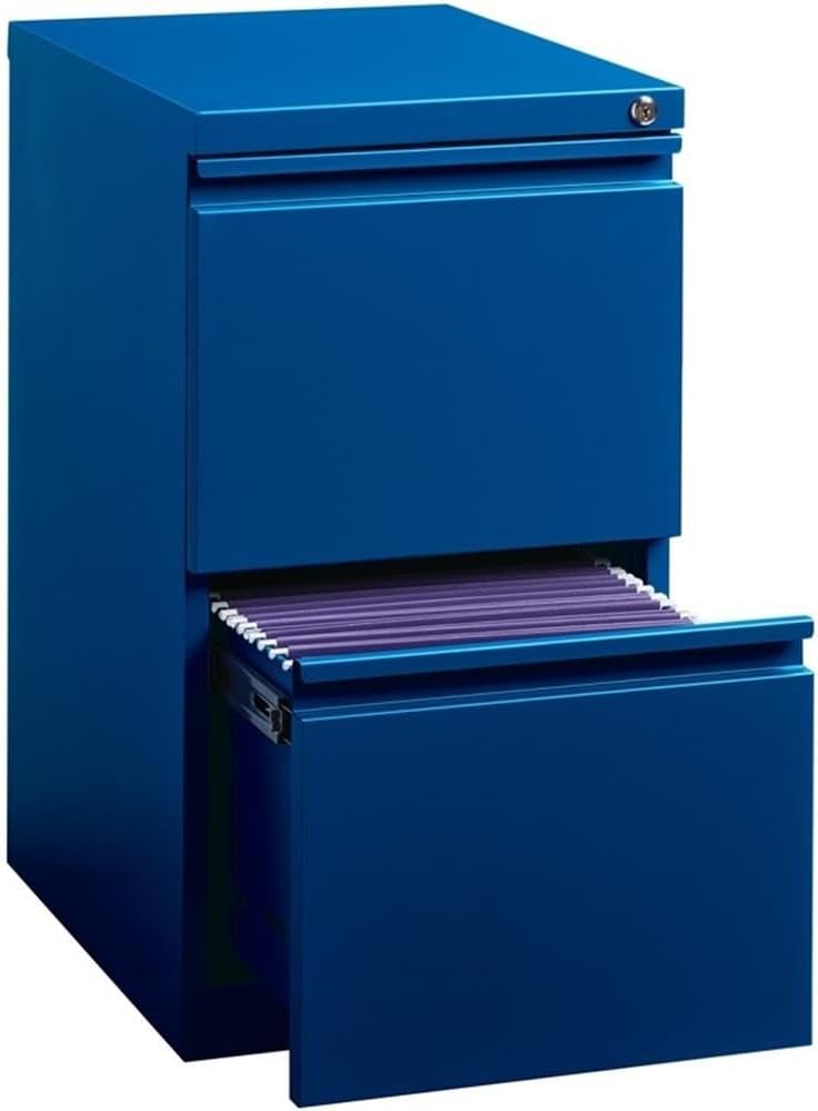 Hirsh Industries Cooper 2-Drawer Modern Metal Mobile Pedestal File Cabinet in Blue