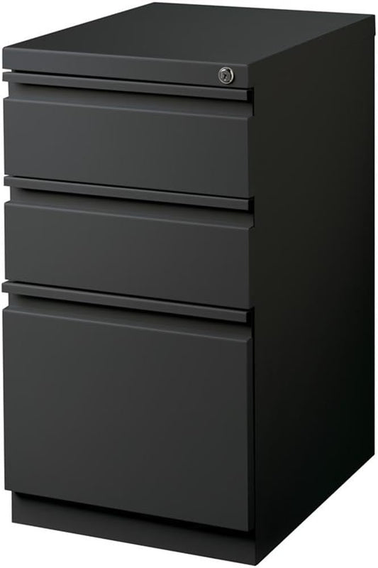 Hirsh HL10000 Series Metal Mobile Pedestal File Cabinet with 3-Drawer Box/Box/File Drawer, Hidden Casters, Counterweights, Core-Removable Lock, Pre-Assembled, Commercial Grade in Charcoal