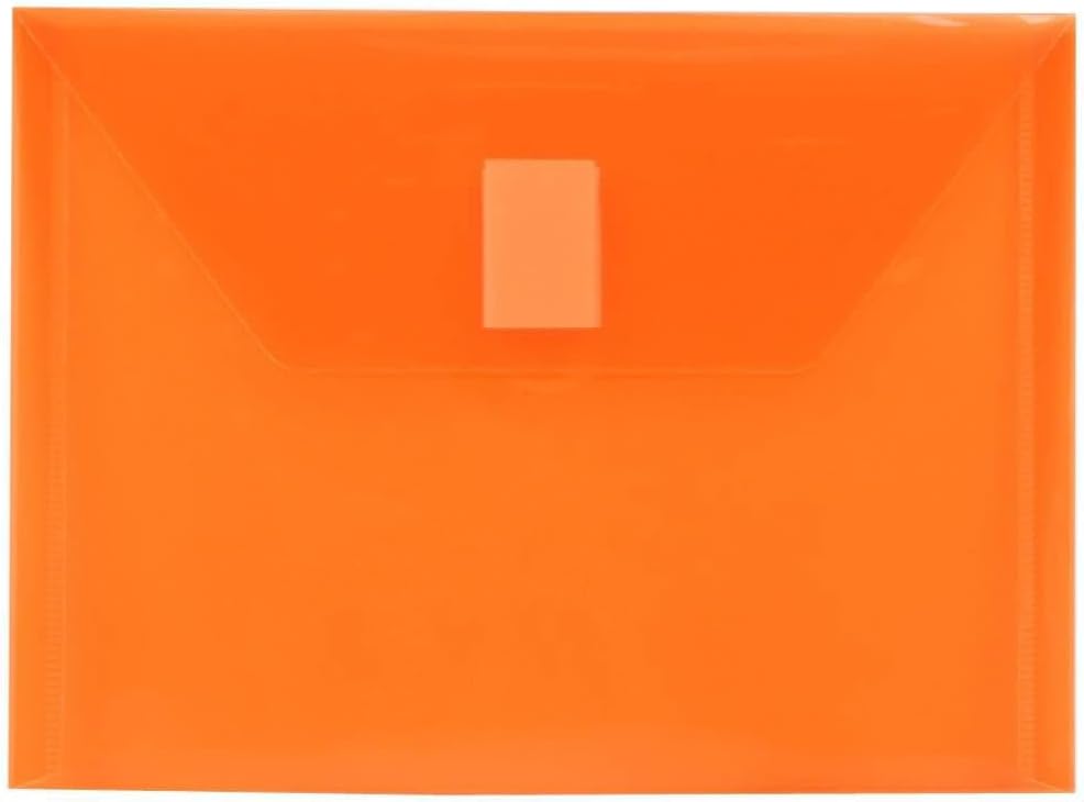 JAM PAPER Plastic Envelopes with Hook & Loop Closure - Index - 5 1/2 x 7 1/2 - Orange - 3/Pack
