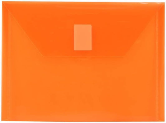JAM PAPER Plastic Envelopes with Hook & Loop Closure - Index - 5 1/2 x 7 1/2 - Orange - 3/Pack