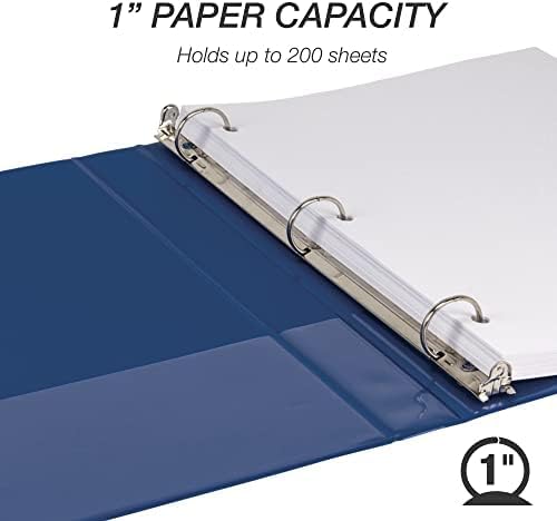 Samsill 1 Inch 3 Ring Binders, Made in USA, Economy Round Ring, Clear View Cover, 200 Sheet Capacity - for School, Home, Office - Blue, 4 Pack