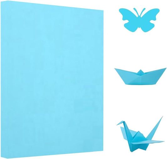 A4 Origami Paper Light Blue 100 Sheets, 8.27×11.7 inch Double Sided Color Easy Fold Big Origami Paper A4 Colored Copy Paper Thin 70gsm for Beginners, DIY handwork Art and Craft Projects (210 x 297 mm)