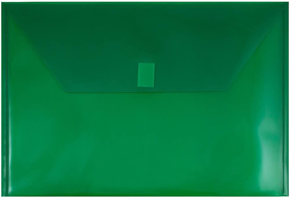 JAM PAPER Plastic Envelopes with Hook & Loop Closure - Legal Booklet - 9 3/4 x 14 1/2 - Assorted Colors - 6/Pack