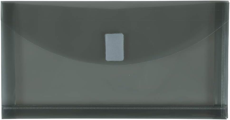 JAM PAPER Plastic Expansion Envelopes with Hook & Loop Closure - #10 Booklet Wallet - 5 1/4 x 10 with 1 Inch Expansion - Smoke Grey - 12/Pack