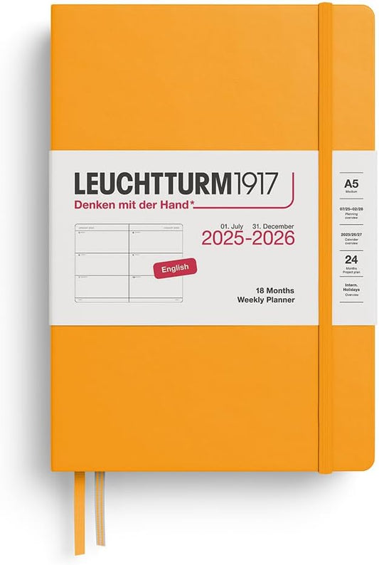 LEUCHTTURM1917 - Weekly Planner Hardcover Medium (A5), 18-month, Jul. 2025 - Dec. 2026, English, Rising Sun