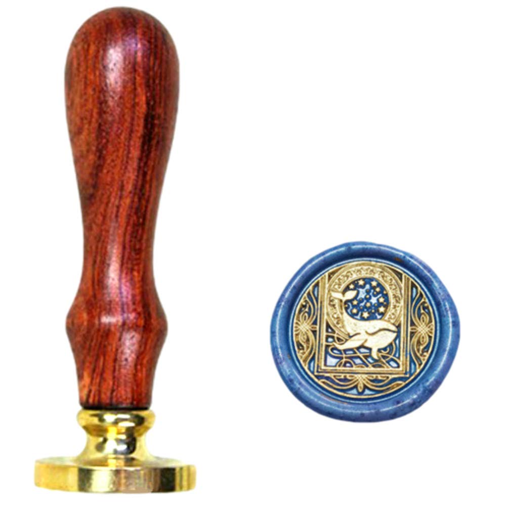 Starry Whale Wax Sealing Stamp with Removable Brass Head Wooden Handle - Retro Vintage Animal Sealing Wax Stamp for Letter Cards Invitations