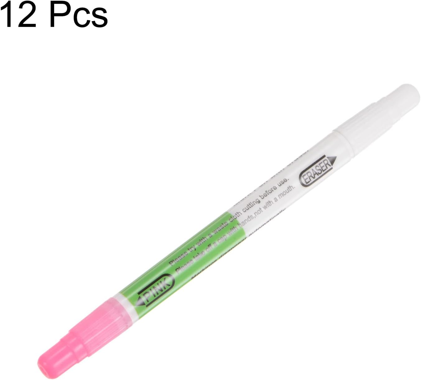 HARFINGTON 12pcs Disappearing Ink Fabric Marker Pen with Eraser Erasable Ink Fabric Sewing Marking Pens Water Soluble Ink Tailor's Pen Marking Tracing Tools for Quilting, Pink White