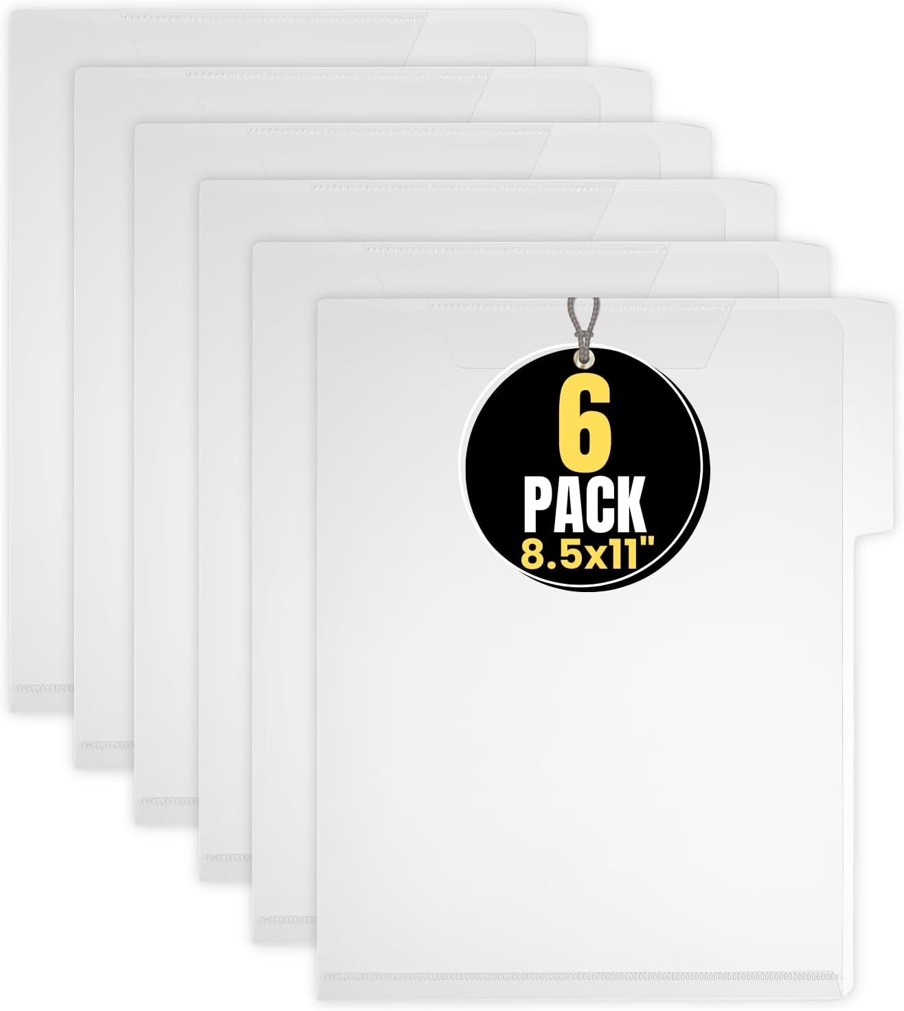 1InTheOffice Clear Plastic Folder Letter Size, Poly File Folder 3 Tab, (6 Pack)