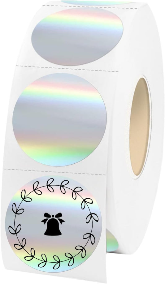 1" Holographic Thermal Label Stickers Blue,Printable Rainbow Glitter Thermal Printer Sticker Labels for Gift Wrapping, Self-Adhesive Name Price Tag DIY Custom Logo Design (1000 pcs)