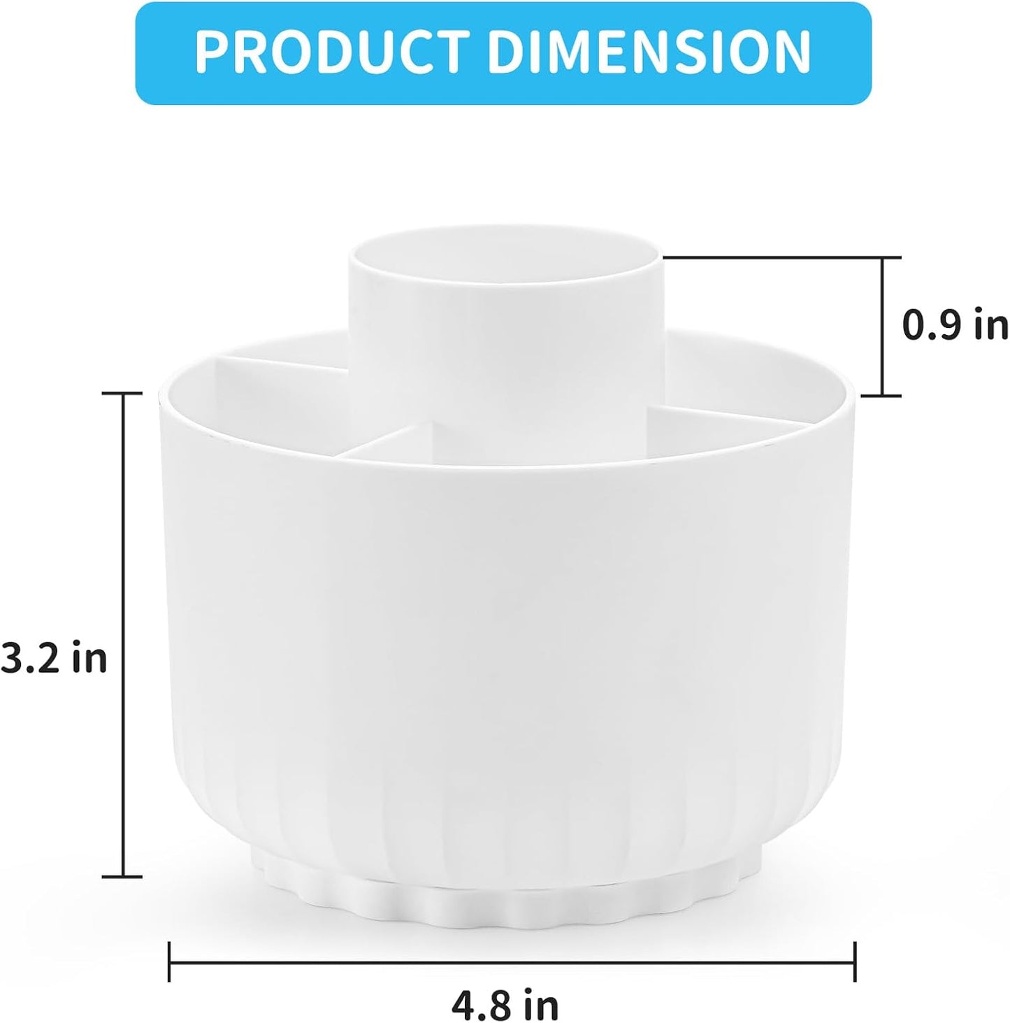 Marbrasse Desk Organizer, 360-Degree Rotating Pen Pencil Holder, Desk Organizers and Accessories with 5 Compartments Pencil Organizer, Art Supply Storage Box Caddy for Office, Home(White)