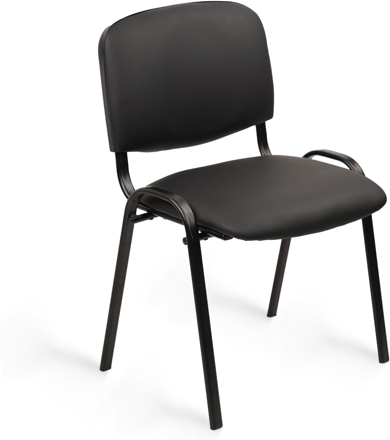CLATINA Stacking Waiting Room Chairs, PU Leather Armless Office Guest Chair with Metal Frames, Stackable Conference Room Chairs No Wheels for Reception Lobby Side Meeting Training School, Black