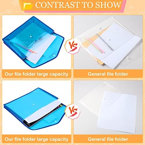 B4 Plastic Expanding File Folders Wallet for School Classroom Envelope File Folder Document Organizer Colorful Receipt Organizer with Snap Closure for Office(Bright Color,27 Pack)