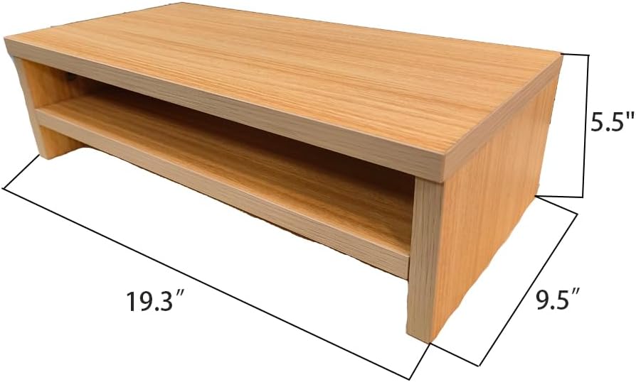 JZD Wood Monitor Stand for Desk,Ergonomic Wooden Desktop Organizer with Storage for Home Office