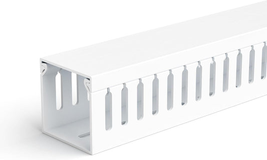 ZhiYo 99in (6X L16.5in) Professional Server Rack Cable Management Raceway, H2 x W2in Cable Raceway Kit, Electrically Safe PVC Open Slot Wire Raceway for Under Desk/Computer/Network Cords, White