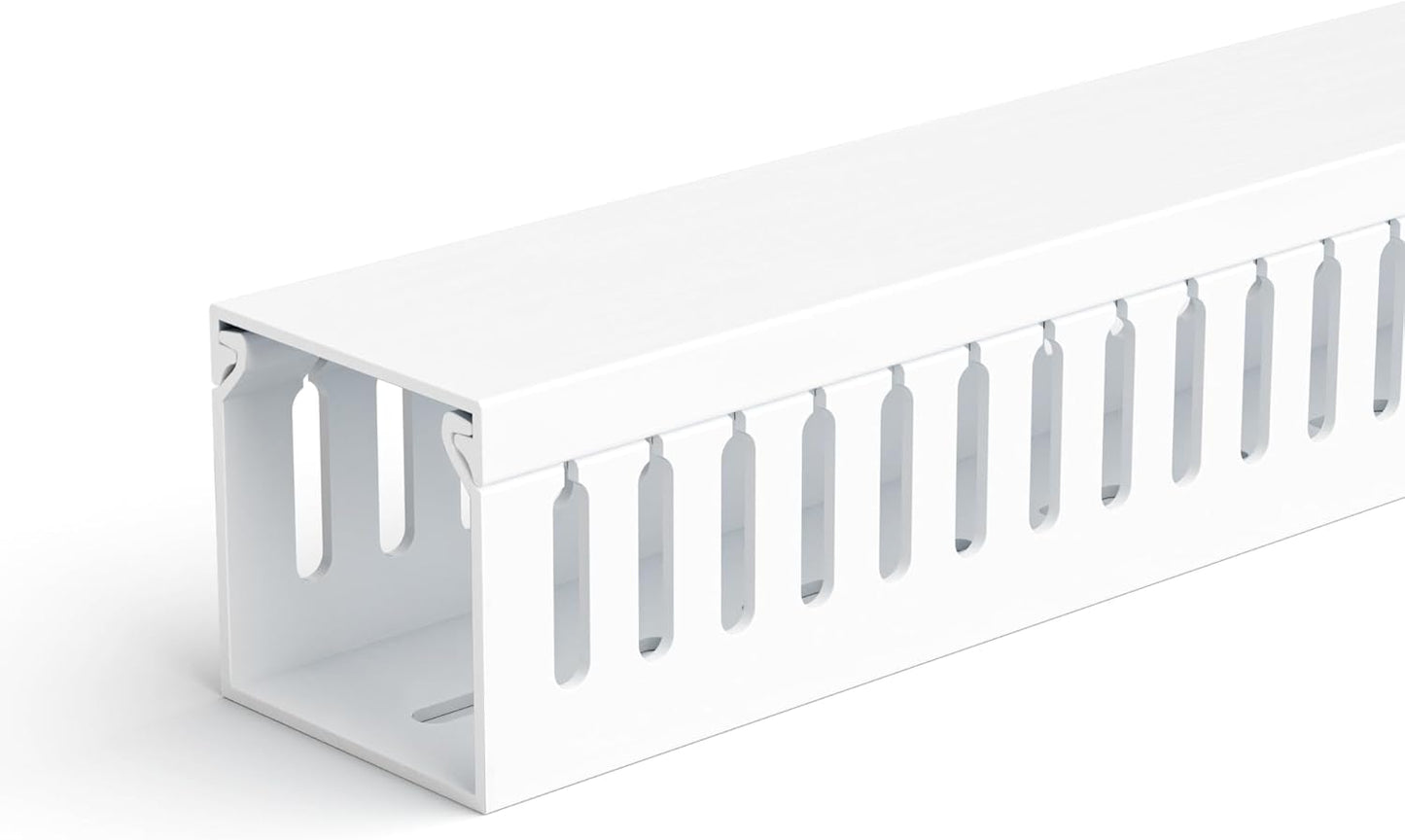 ZhiYo 2x2in Professional Server Rack Cable Management Raceway, 78in(2xL39in) Cable Raceway Kit, Electrically Safe PVC Open Slot Wire Cover, Cord Hider for Under Desk/Computer/Network Cords White