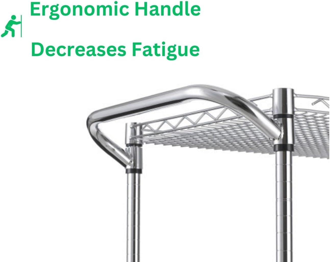 Heavy Duty 3 Tier Rolling Utility Kitchen Cart on Wheels,Large 45"L x 17 1/2"D x 45"H Metal Serving Cart Commercial Grade with Wire Shelving and Handle Bar for Office School Church Kitchen Hardware