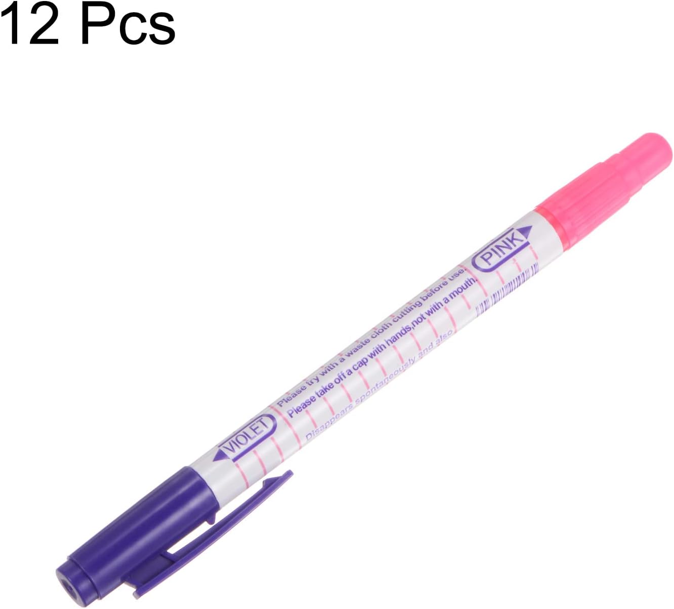 HARFINGTON 12pcs Disappearing Ink Fabric Marker Pen Double Ended Erasable Ink Fabric Sewing Marking Pens Water Soluble Ink Tailor's Pen Marking Tracing Tools for Quilting, Purple Pink