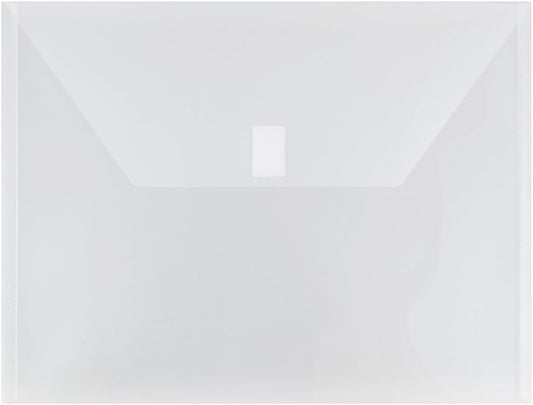JAM PAPER Plastic Envelopes with Hook & Loop Closure - Letter Booklet - 9 3/4 x 13 - Clear - 12/Pack