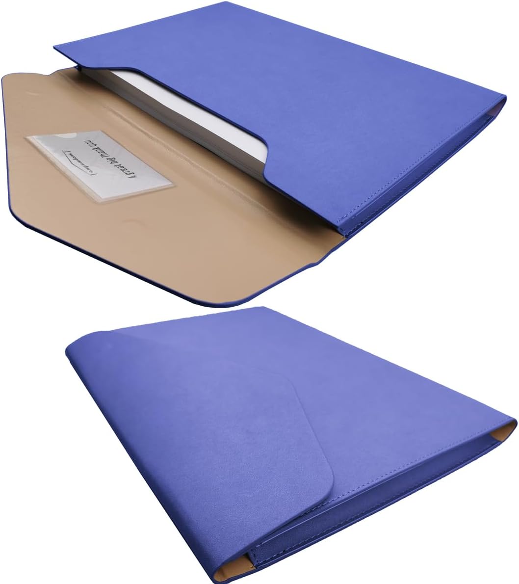 Enyuwlcm PU Leather A4 File Folder Document Holder Waterproof Portfolio Envelope Folder Case with Invisible Magnetic Closure (Purple, A4)