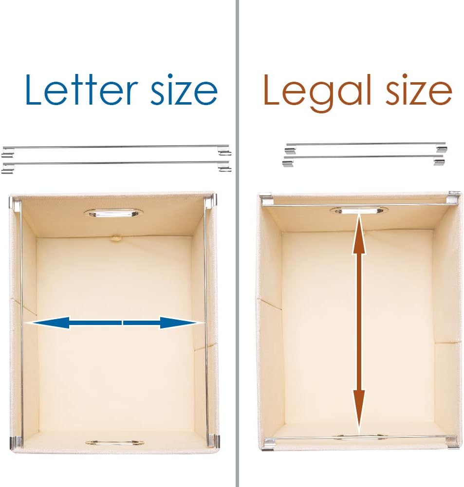 PRANDOM File Organizer Box - Set of 1 Collapsible Decorative Linen Filing Storage Hanging File Folders with Lids Office Cabinet Letter/Legal Size Light Grey (17x14x11.2 inch)