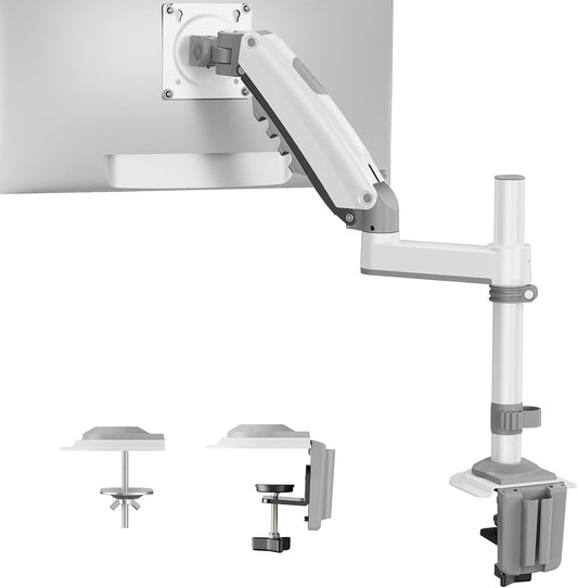 HUANUO Single Monitor Arm, Adjustable Desk Mount for 13-34 inch Screens, Holds 19.8lb, 22.44 inch Max Height, Full Motion Swivel Monitor Stand with VESA 75x75mm and 100x100mm, White