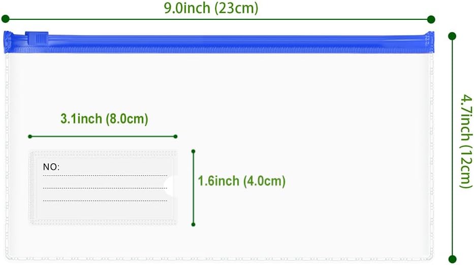 Small Zipper Plastic Envelopes, BOPART 30Pcs Plastic Pouch with Label Pocket, 9x4.7 Inches Clear Pencil Pouch Reusable Money Envelopes, Poly Zip Envelopes for Organizing & Storage