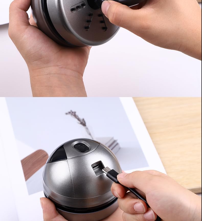 Desktop Vacuum Cleaner Mini,Cordless & Portable,Dust & Crumb Sweeper,Cute Cartoon Robot,USB Type C,Easy to Remove Dust/Hair/Pet Hair/Crumbs on Desktop/Table/Keyboard/Sofa and etc,Lightweight Design