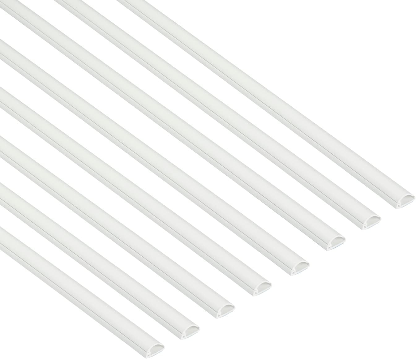 D-Line Half Round Cord Hider, Patented Cable Cover, Hide TV Wall Mount Wires, Raceway for Cords, Decorative Wire Covers, Paintable, Adhesive Cable Concealer, 8X 0.78in W x 0.39in H x 39in L,White