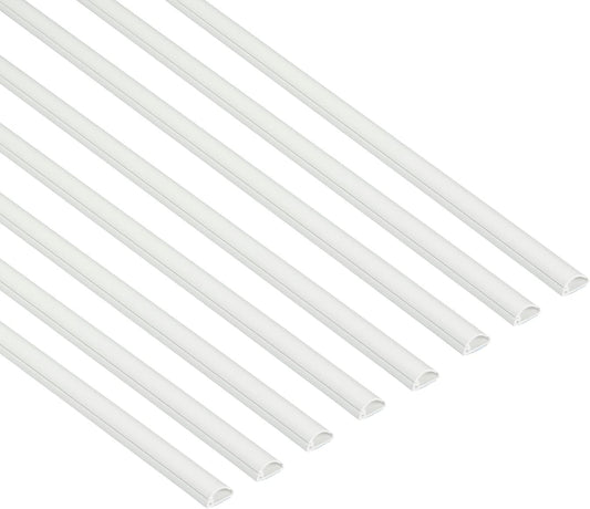 D-Line Half Round Cord Hider, Patented Cable Cover, Hide TV Wall Mount Wires, Raceway for Cords, Decorative Wire Covers, Paintable, Adhesive Cable Concealer, 8X 0.78in W x 0.39in H x 39in L,White