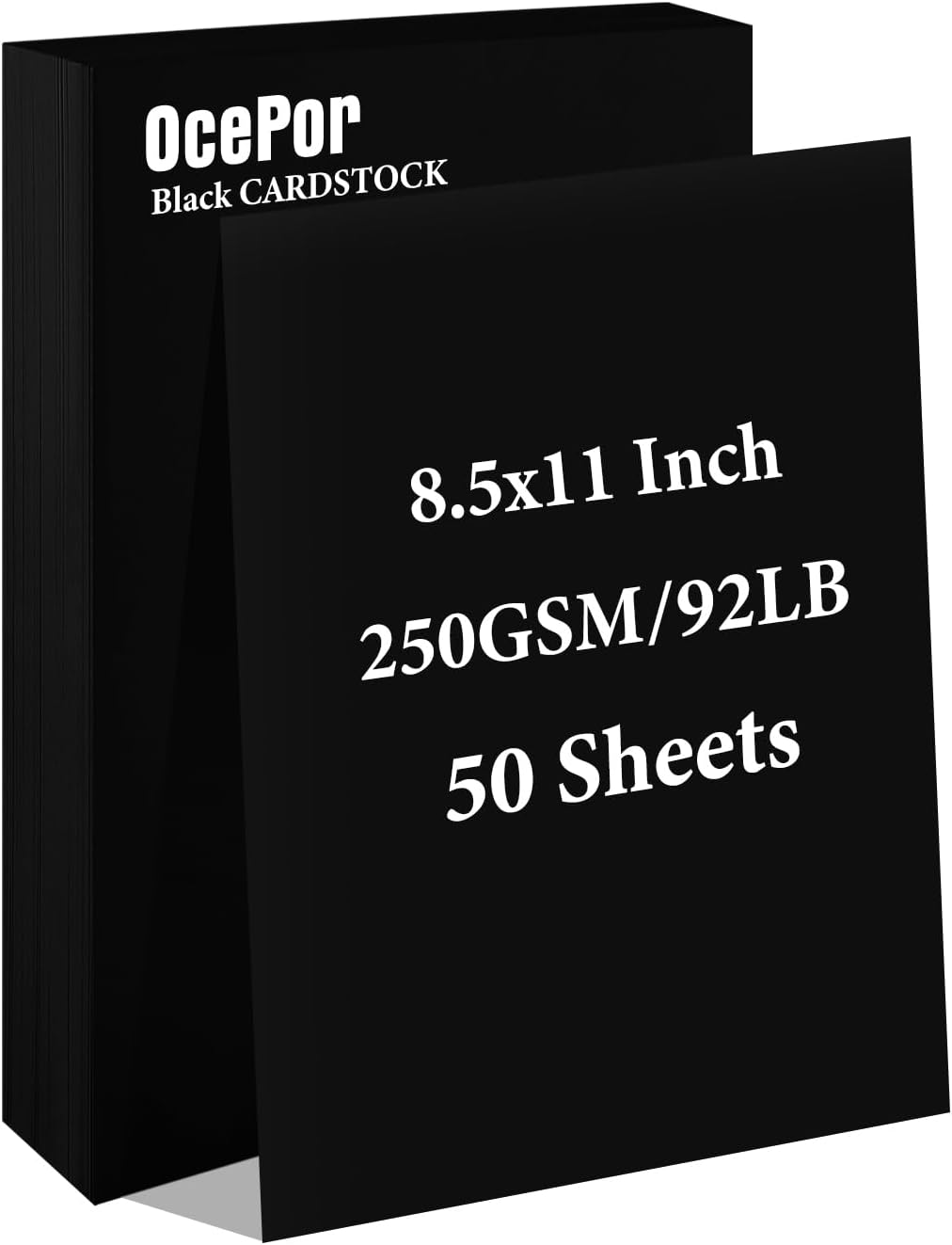 OcePor 50 Sheets Black Cardstock 8.5” x 11”, 92lb/250gsm Black Card Stock, Thick Card Stock Paper, Heavy Cardstock Paper for Printer, Resume, Scrapbooks, Art, Crafts, Business Cards