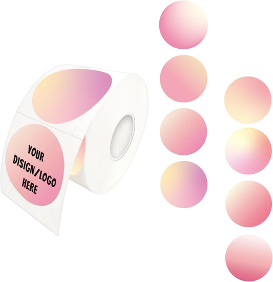 1.5 Inch Pink Round Thermal Sticker Labels, Self-Adhesive Circle Direct Thermal Labels, Multi-Purpose Roll Sticker Labels for DIY Logo Design with Perforation Line（ 500 Labels，1 Roll）