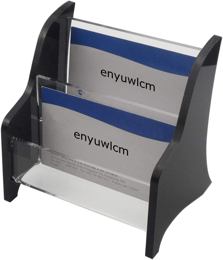 Enyuwlcm Acrylic 2 Tier Business Card Holder Display for Desk Elegant Business Card Stand for Office Counter Black/Clear