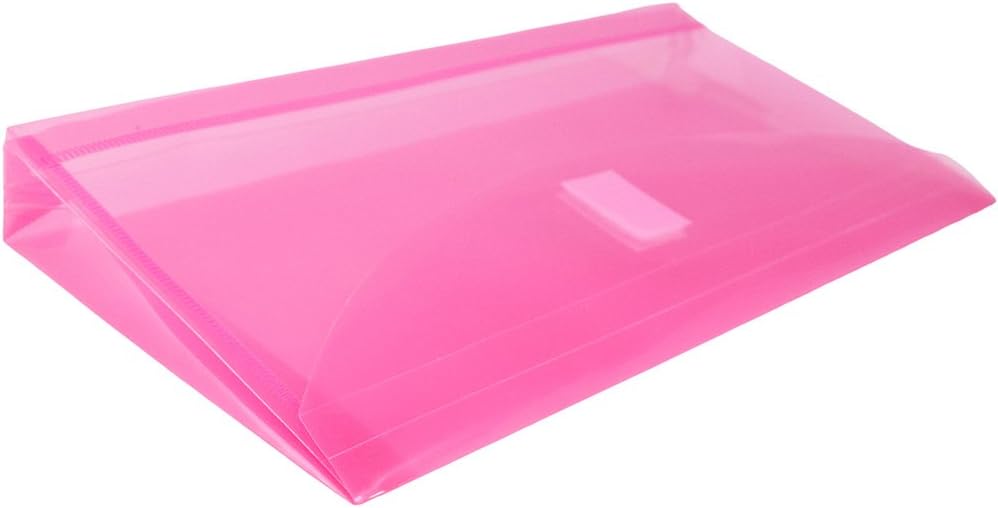 JAM PAPER Plastic Expansion Envelopes with Hook & Loop Closure - #10 Booklet Wallet - 5 1/4 x 10 with 1 Inch Expansion - Fuchsia Pink - 12/Pack