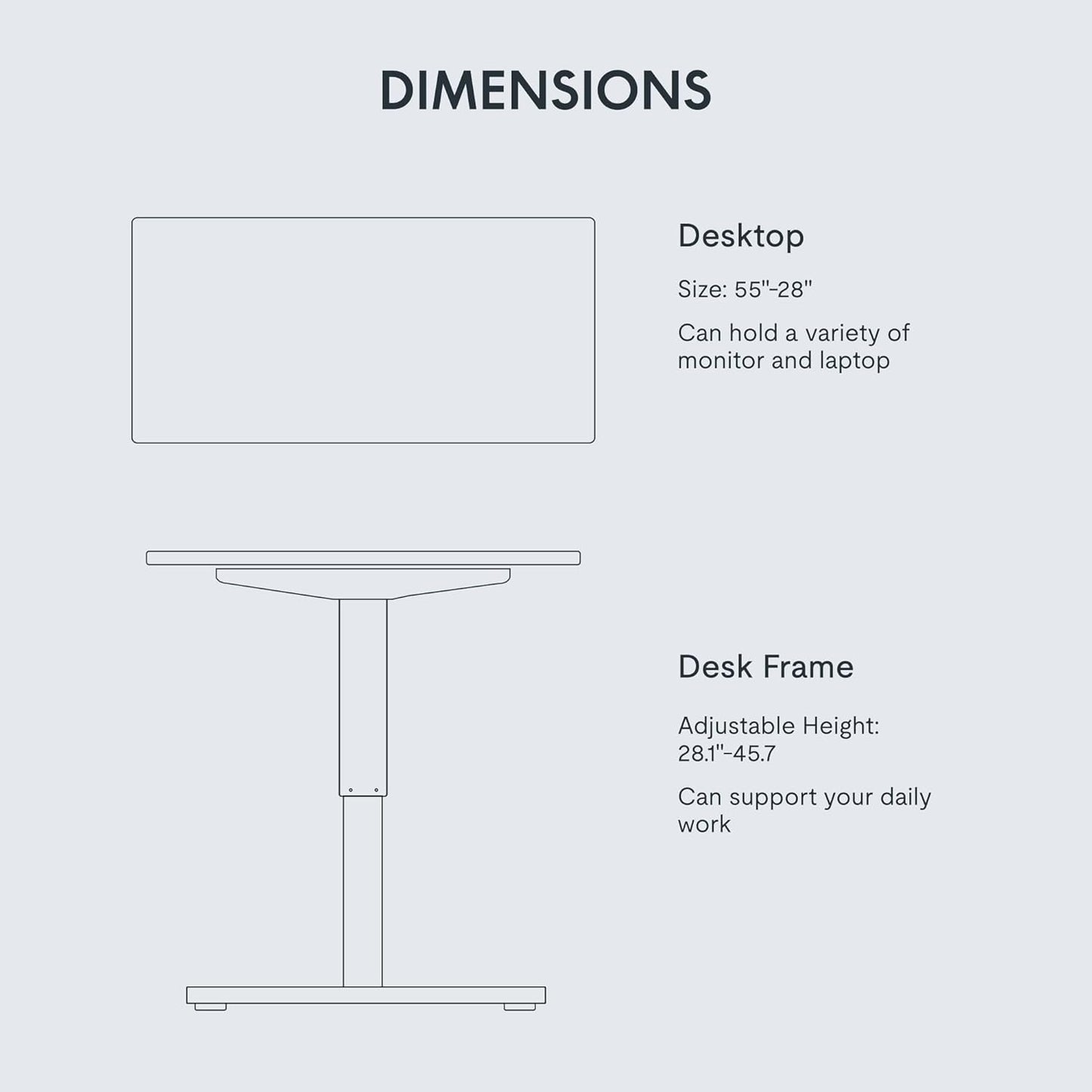 FLEXISPOT EN1 One-Piece Standing Desk 55 x 28 Inches Stand Up Desk Workstation Home Office Computer Height Adjustable Desk (White Frame + Marble Gray Top, 2 Packages)