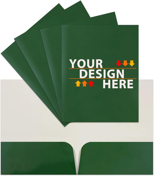 JAM PAPER Custom Printed Semi-Gloss Folders with Round Corner Pockets - Personalized Logo & Text - 12pt C1S - Green - 250/Pack