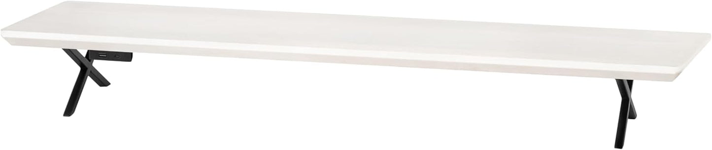 Anji Mountain Monitor Stand - Desktop Organizer & Laptop Riser, Ergonomic Monitor Riser, Space-Saving Monitor Stand for Desk, Durable Construction, Easy Assembly, Ideal for Home & Office,White Wash