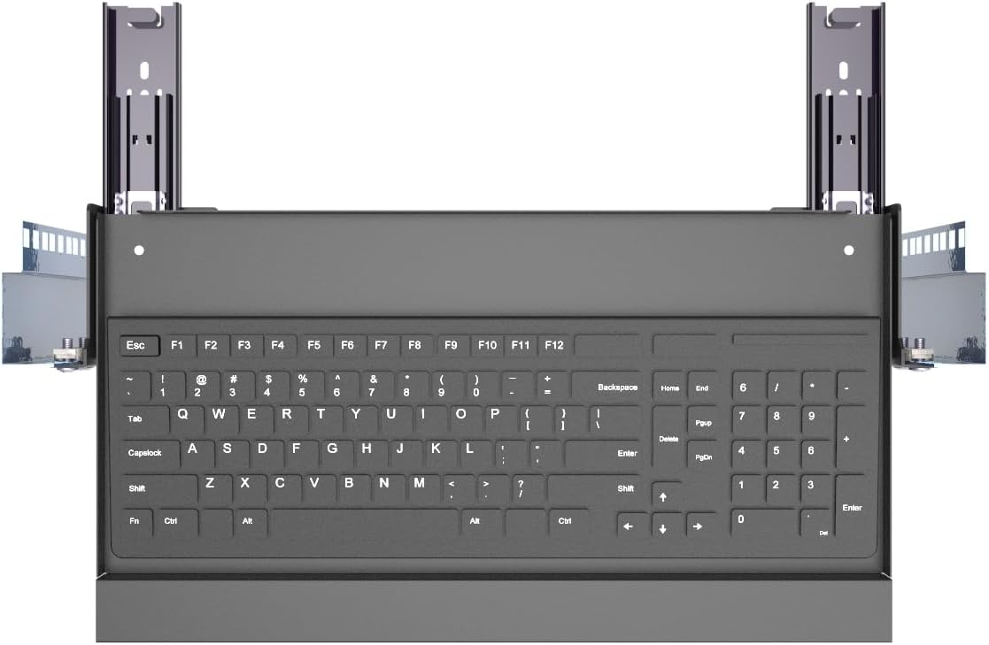 JINGCHENGMEI 1U Keyboard Tray 8" Deep -Universal 19" Rack Mount Sliding Shelf for Network Equipments Server Rack or Cabinet (8inch)