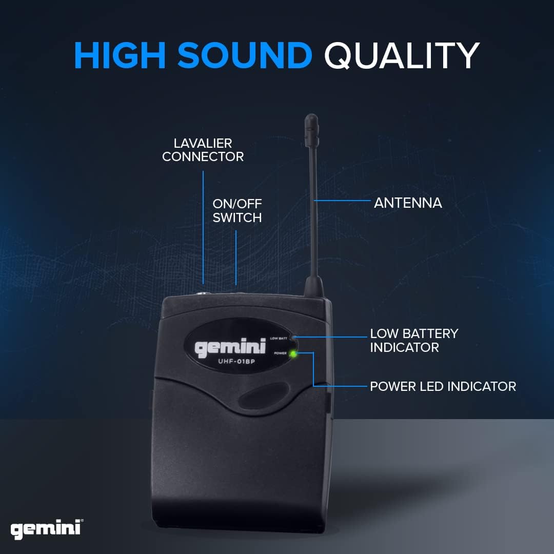 Gemini Sound UHF-02HL-S12 - Dual Channel UHF Wireless Headset & Lapel Mic System, Perfect for Fitness Instructors, Presenters, and Stage Performers