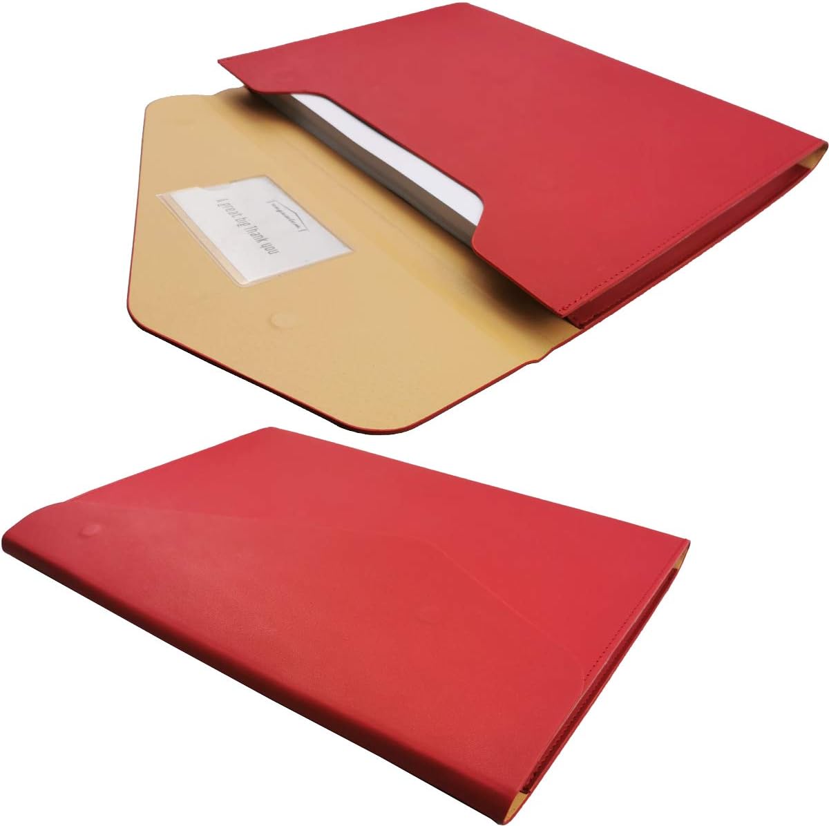 Enyuwlcm PU Leather A4 File Folder Document Holder Waterproof Portfolio Envelope Folder Case with Invisible Magnetic Closure Red