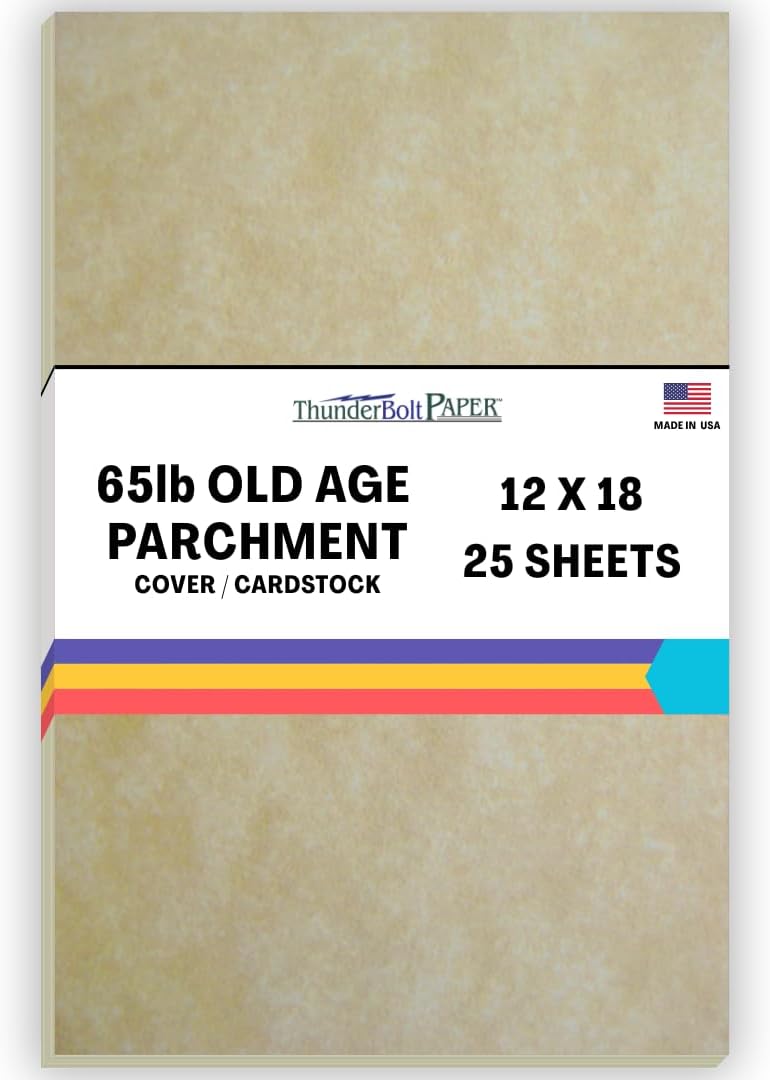 25 Old Age Parchment 65lb Cover Paper Sheets 12 X 18 Inches Cardstock Weight Colored Sheets Large|Poster Size - Printable Old Parchment Look