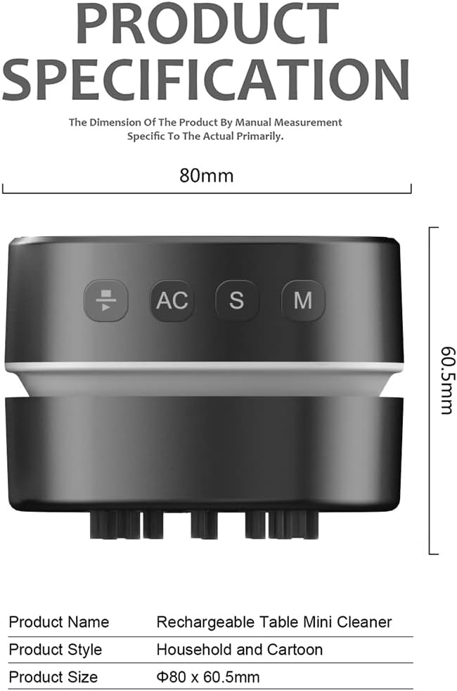 ODISTAR Counter Vacuum Cleaner,Mini Table dust Sweeper Energy with Digital Timer,Endurance up to 400 mins,360º Rotatable for Cleaning Rubber shavings,Crumbs Keyboard of Gifts for Kids(Black)