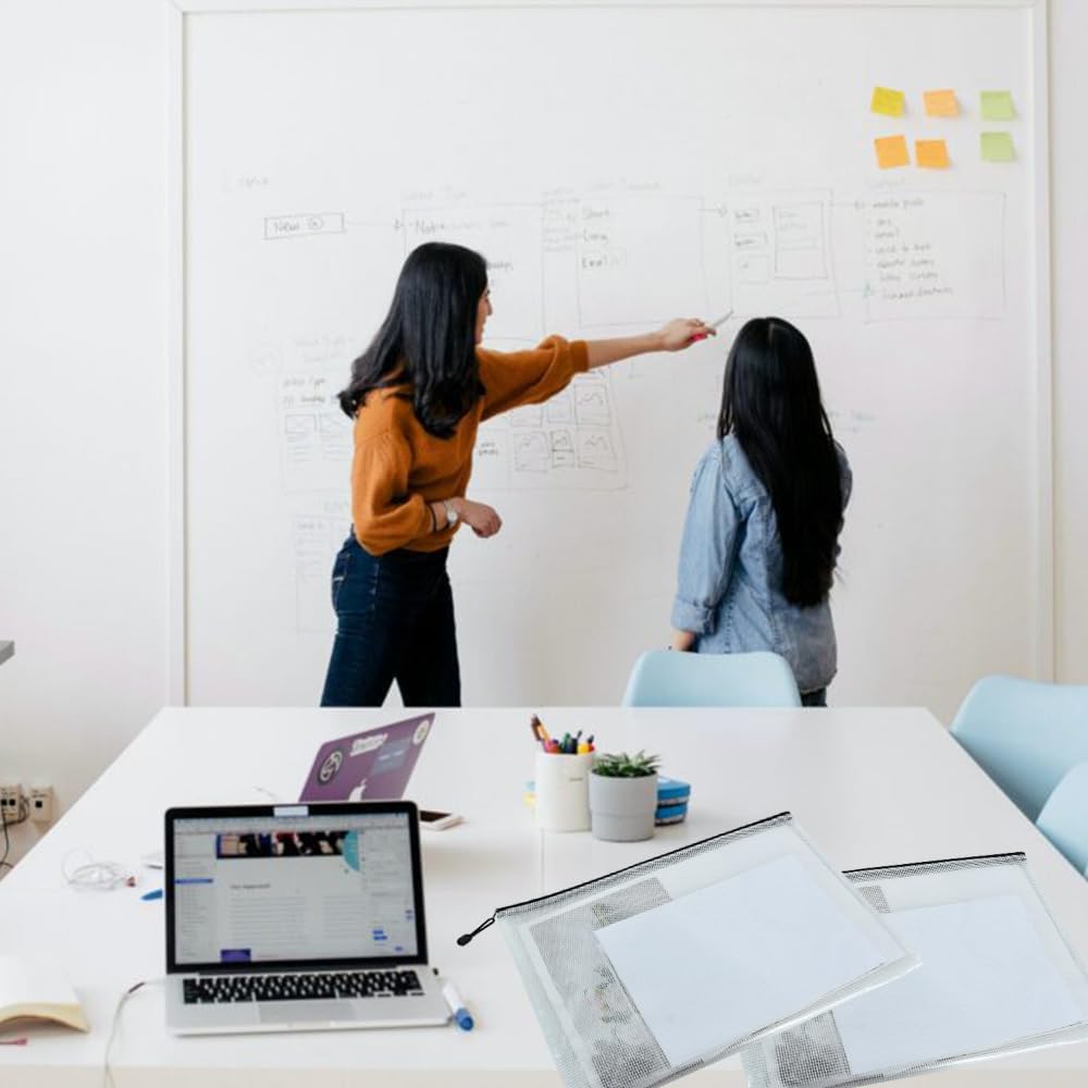 Vuzvuv 26pcs A4 Size 13"x 9.3" Mesh Zipper Pouch Zipper Bags,Document File Folders with Label Sticker,Waterproof Plastic Mesh Bag for File, Makeup, Board Game School Office Home Travel Storage