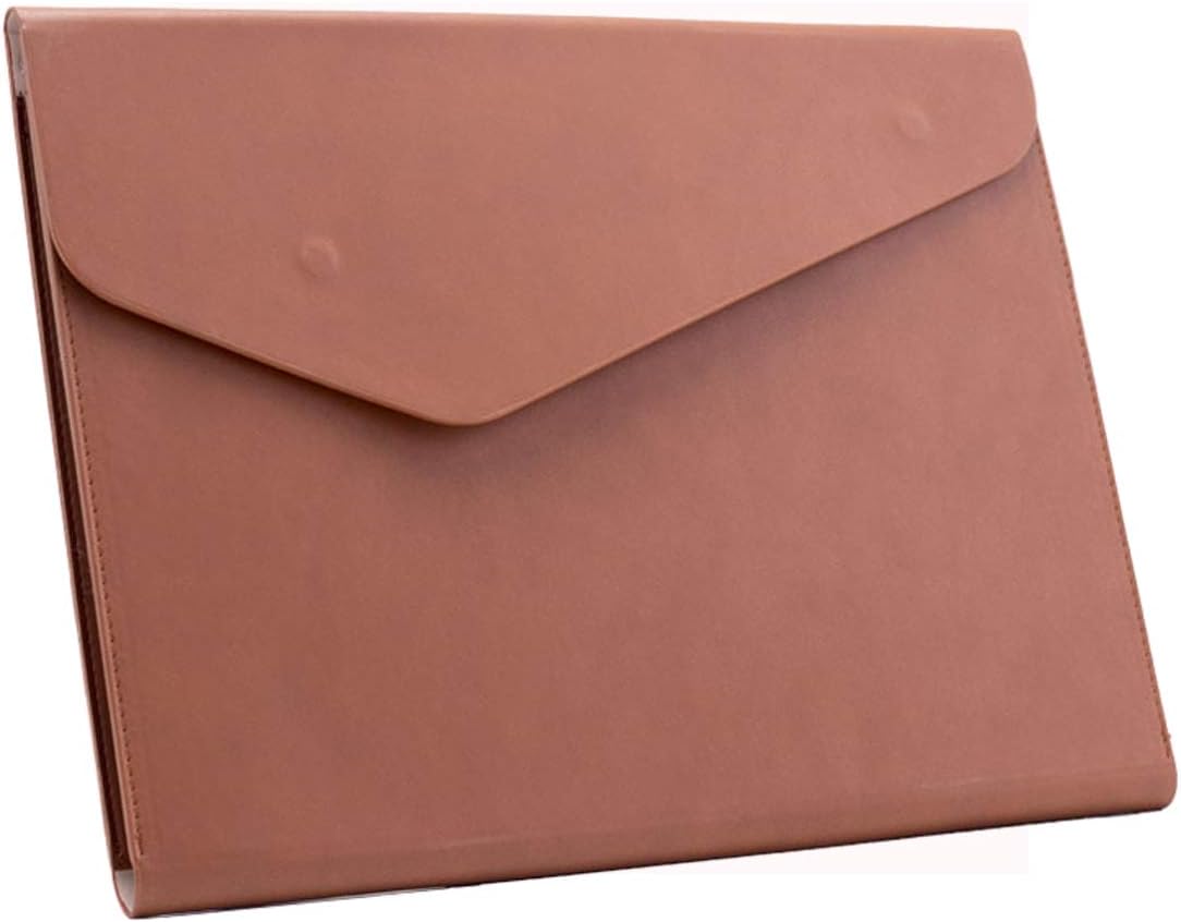Enyuwlcm PU Leather A4 File Folder Document Holder Waterproof Portfolio Envelope Folder Case with Invisible Magnetic Closure Brown