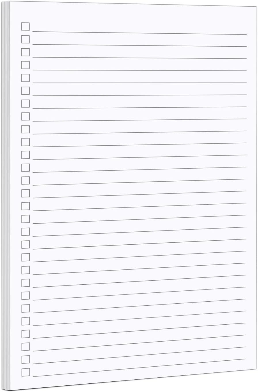 321Done Checklist Notepad Planning Pad - 50 Sheets (5.5x 8.5) To Do Tear Off, Checkbox List - Made in USA - Blank Plain White